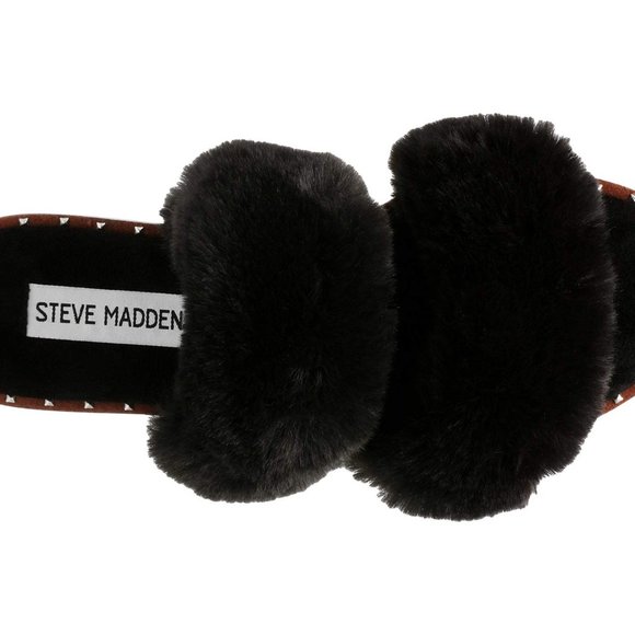 Steve Madden NWOB Enite Studded Faux Fur Sandals Sz 6 - Picture 3 of 6